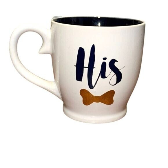 His Ceramic Coffee Mug With Bowtie Design - 10 Oz - Picture 1 of 4